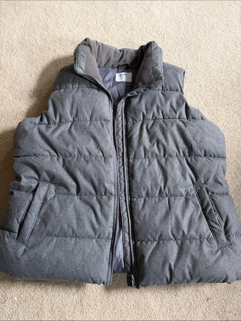 Gray Quilted Puffer Vest - Sleeveless Jacket